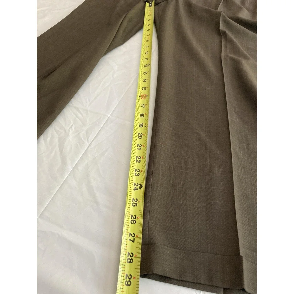 Claiborne Dress Pants Men 42x29 Brown Stretch Herringbone Pleated Cuffed NWT